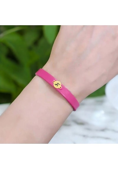 Archin S Harfine Özel Yuvarlak Motifli Pembe Derili 14 Ayar Altın Plakalı Hediye Bileklik-394harf S Archin S Harfine Özel Yuvarlak Motifli Pembe Derili 14 Ayar Altın Plakalı Hediye Bileklik-394harf S