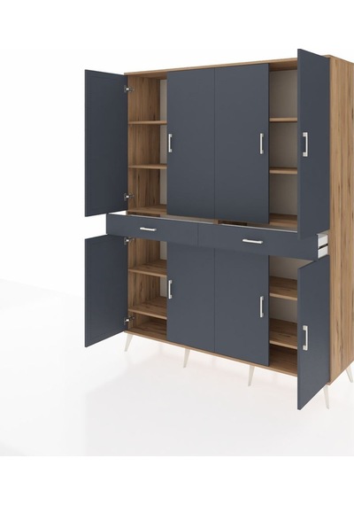 Hyperion Gardrop 10 Raflı 2 Çekmeceli 8 Kapaklı 176x44x221 Çam-antrasit Antrasit Hyperion Gardrop 10 Raflı 2 Çekmeceli 8 Kapaklı 176x44x221 Çam-antrasit Antrasit