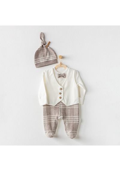 Andywawa Little Man Bebek Tulum Takımı AC24405 Bej