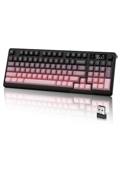 M96 Ofis Klavye Bluetooth/2.4g Kablosuz Oyuncu Klavye Işıklı Usb Type-c Kablolu Şarjlı