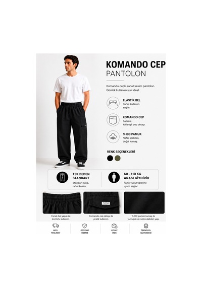 No Brand Rahat Pantolon Siyah Siyah