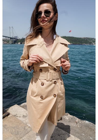 Pastelastore %100 Pamuk Gabardin Midi 95cm Astarlı Kemerli Kadın Trençkot 1113 Açık Bej Pastelastore %100 Pamuk Gabardin Midi 95cm Astarlı Kemerli Kadın Trençkot 1113 Açık Bej