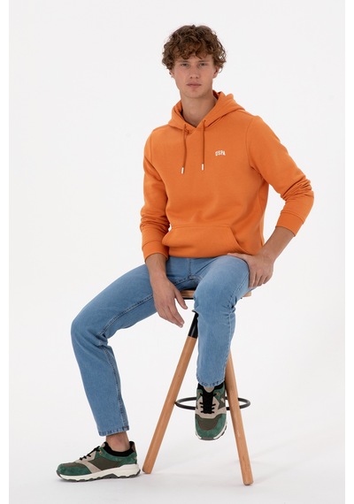 U.S. Polo Assn. Erkek Regular Fit Kapüşonlu Şardonlu Bakır Basic Sweatshirt 50315582-VR182