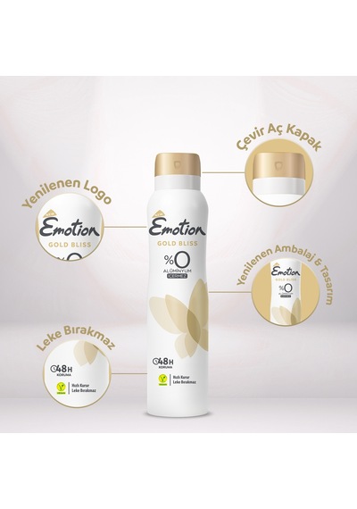 Emotion Kadın Vegan Deodorant 4x150 Ml Romance,breeze, Gold Bliss & Joyous Hızlı Kurur, Leke Bırakmaz