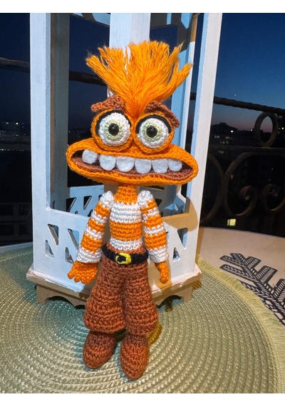 Insıde Out Endişe Amigurumi Oyuncak 20 Cm Turuncu