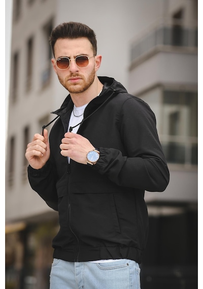 Oksit Antonin Bel Ve Kol Lastikli Slim Fit Erkek Mevsimlik Mont Yağmurluk 001
