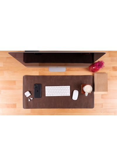 Still & Silent Saddle Brown Gerçek Deri Desk Mat Apple Uyumlu MacBook Altlığı