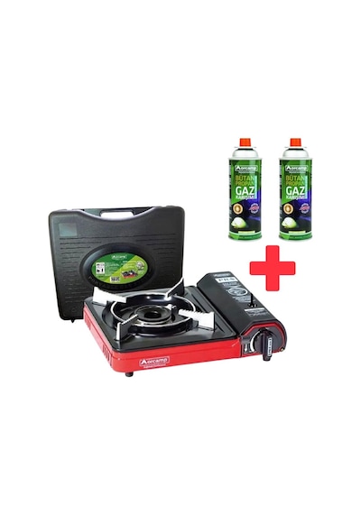 Orcamp Portatif Kamp Ocağı Kırmızı Ck-505 + 2 Orcamp 227 Gram Gaz Kartuşu Kırmızı