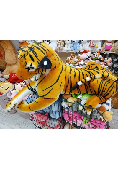 Kaplan Yatan Peluş Oyuncak 100 Cm Turuncu