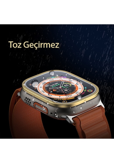 Apple Uyumlu iPhone Watch Ultra 2 49mm Metal Çerçeveli Ekran Koruyucu