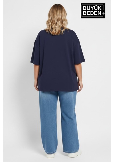 Superlife Kadın Büyük Beden Ar Baskılı 3xl-6xl Bisiklet Yaka Tshırt Spr26btsk510-1 Lacivert Superlife Kadın Büyük Beden Ar Baskılı 3xl-6xl Bisiklet Yaka Tshırt Spr26btsk510-1 Lacivert