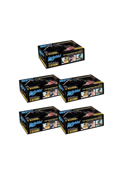 Dolphin Çok Amaçlı Siyah Nitril Eldiven S 100lü Paket 5 Adet Gıdaya Uygun
