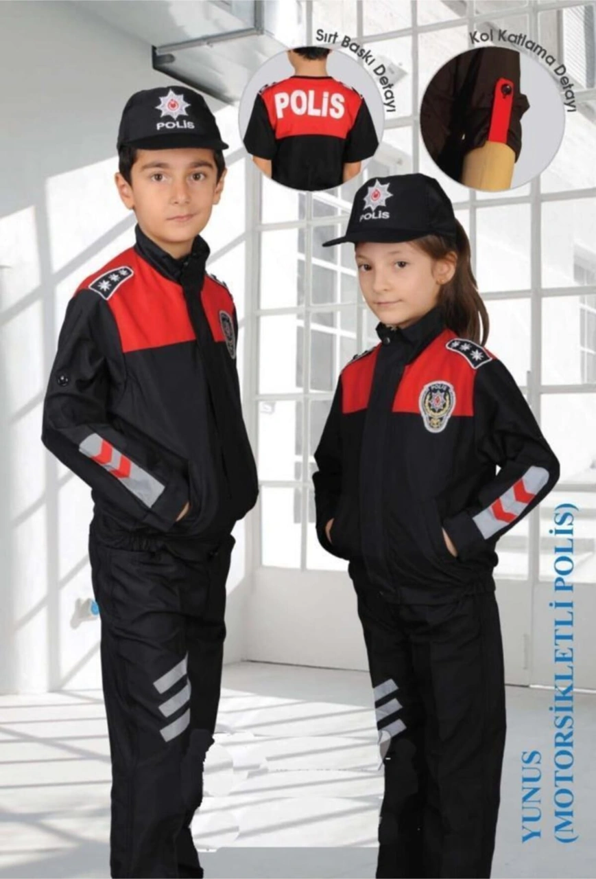 Sevimli Kids Unisex Çocuk Siyah Polis Kostümü Siyah