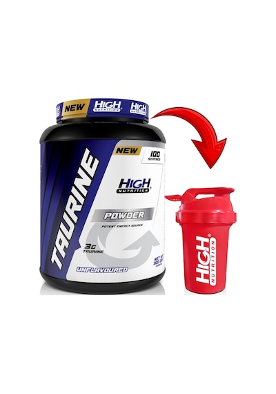High Nutrition %100 Pure Taurine Powder 300 G 100 Servis 3000 MG + Shaker