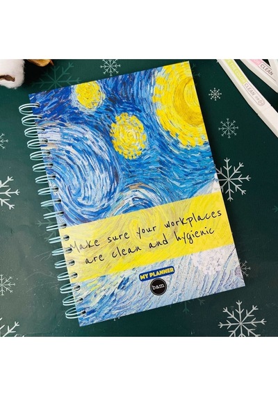 Van Gogh Tasarımlı Spiralli Tarihsiz Konuşan Ajanda Akademik Ajanda Planlayıcı Mavi
