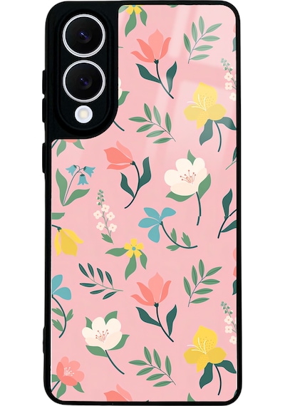 Samsung Uyumlu S25 Edge Pinky Flowers Tasarımlı Glossy Telefon Kılıfı Çok Renkli
