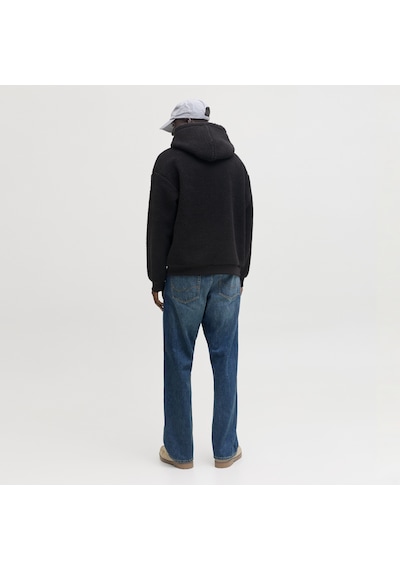 Jack & Jones Erkek Nakii Detayli Loose Fit Hoodie - Norrebro - 12293535 Siyah