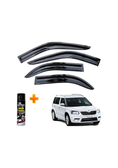 Skoda Yeti Mügen Cam Rüzgarlığı 2010 - 2017 Arası 4 Lü Takım +500ml Lastik Parlatıcı