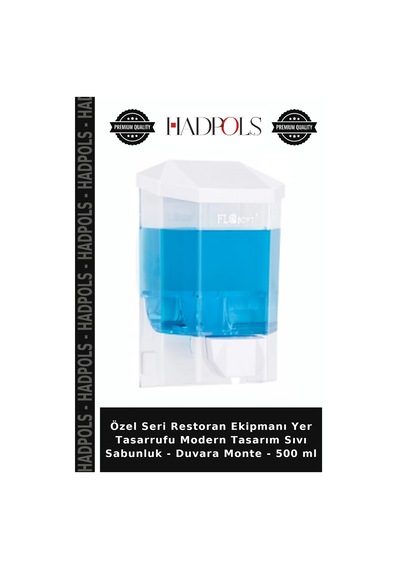Özel Seri Restoran Ekipmanı Yer Tasarrufu Modern Tasarım Sıvı Sabunluk - Duvara Monte - 500 Ml Şeffaf - Beyaz
