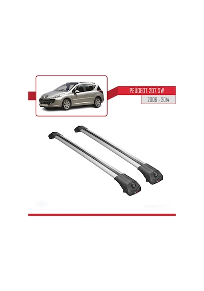 Peugeot 207 Sw 2006-2014 Arası İle Uyumlu Ace-1 Ara Atkı Tavan Barı Gri