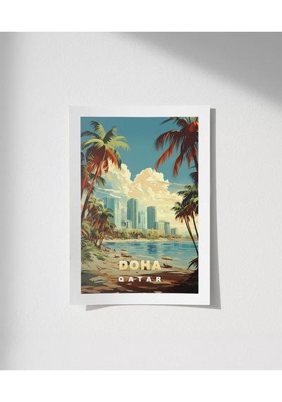Çerçevesiz Poster Doha Şehir Manzarası