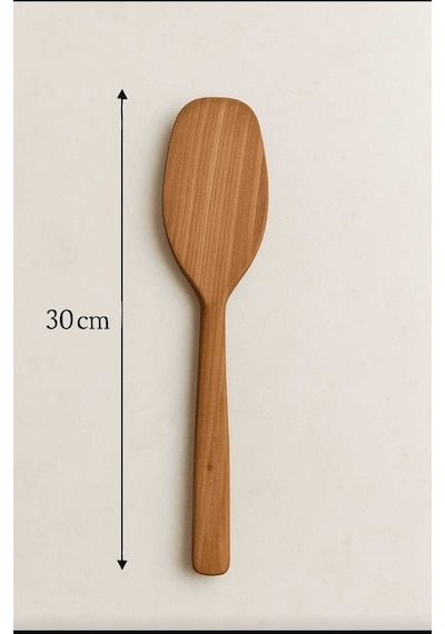 Badem Ağacı Ahşap Kürek Spatula 30 Cm Doğal, El Yapımı, Yapışmaz Yüzey Dostu