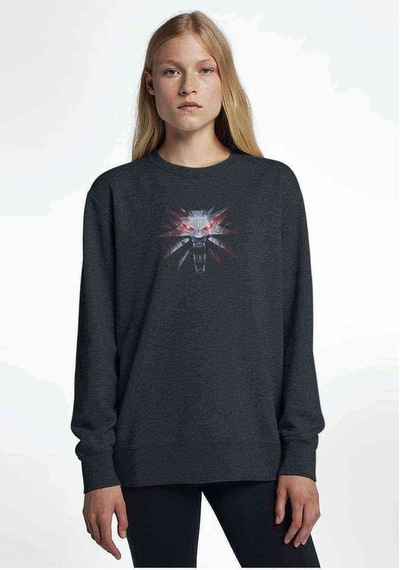 The Witcher Wild Hunt Iıı Baskılı Füme Antrasit Kadın Sweatshirt