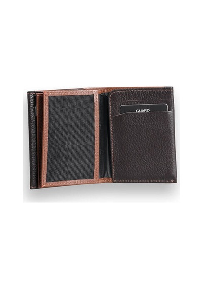 Guard Leather Guard Taba - Kahverengi Çift Renk Bölmeli Hakiki Deri Kartlık Çok Renkli