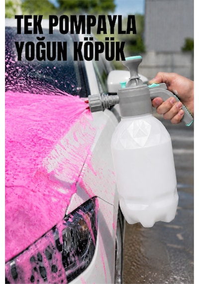 Snow Foam 5 Litre Pembe Köpük Oto Şampuanı İle 2 Litre Köpük Pompası - Araç Yıkama Temizlik Seti