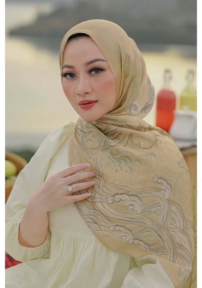 Buttonscarves Wave Saten Şal - Sunrise Kahverengi