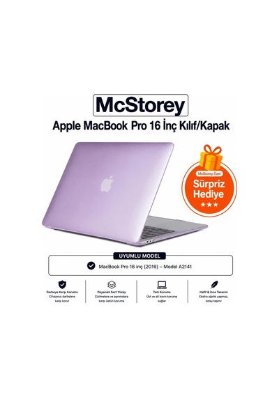 Macbook Pro A2141 Uyumlu Kristal Tpu Sert Kılıf 16 İnç 2019 Touch Bar Şeffaf Koruma Koruma Lila Belirtilmemiş