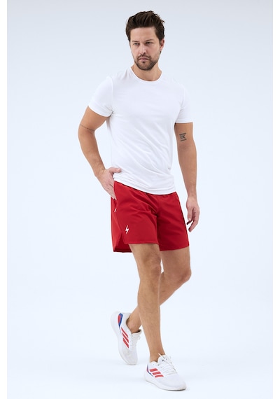 Zoma Cepleri Fermuarlı Spor Fitness Koşu Şortu - Pelops Kırmızı
