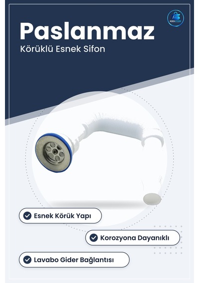 Paslanmaz Körüklü Sifon Banyo Tesisatı Lavabo Esnek Bağlantı Daya
