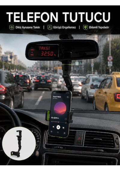 Araç İçi Telefon Standı Dikiz Aynasına Takılan Ayarlanabilir Telefon Tutucu Belirtilmemiş