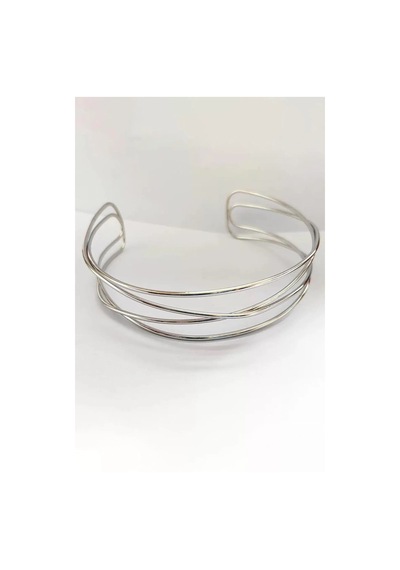 Caş Dekorasyon Gümüş Renk Metal Choker Kolye Gümüş