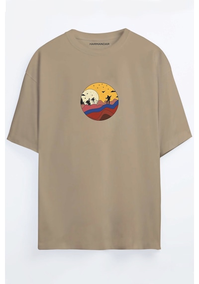 Col Adam Baskılı Unisex Siyah - Turuncu - Bej Oversize T-shirt Bej Col Adam Baskılı Unisex Siyah - Turuncu - Bej Oversize T-shirt Bej