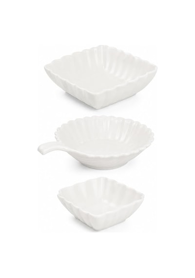 3'lü Beyaz Porselen Kase Seti 3 Farklı Model Salata, Meze Ve Tatlı Sunum Kasesi 15 Cm - 16 Cm Çok Renkli