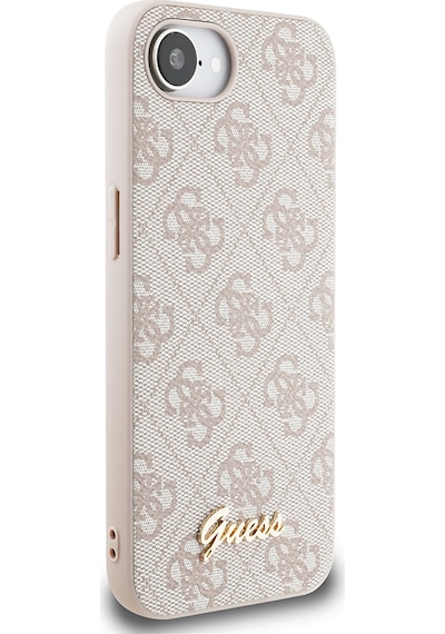 Apple iPhone 16e Uyumlu Kılıf Guess Lisanslı 4g Desenli Script Metal Logolu Kapak Pembe