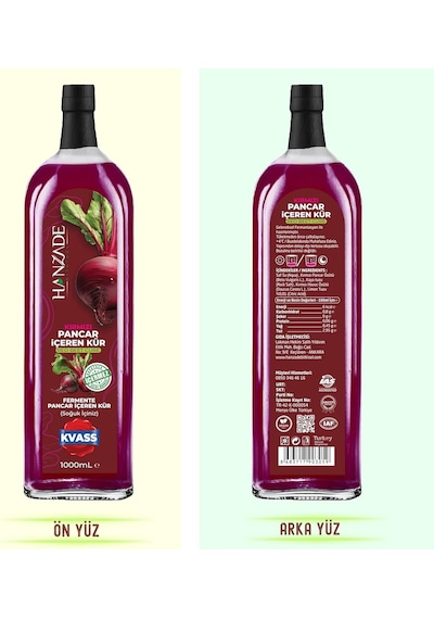 Hanzade Bitkisel Pancar Kvass Fermente Kırmızı Pancar İçeren Kür 1 Litre X 2 Adet Cam Şişe