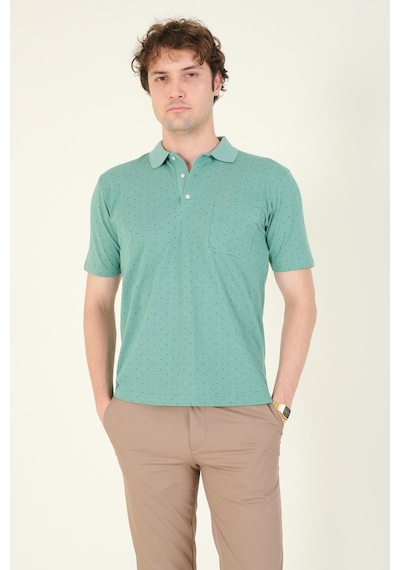Giyim Dünyası Erkek Desenli Cepli Polo Yaka T-shirt Mint 001