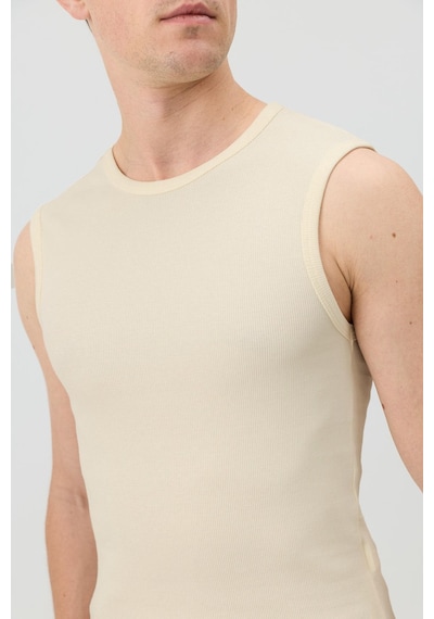 Antioch Pamuklu Kolsuz Erkek T-shirt Bej