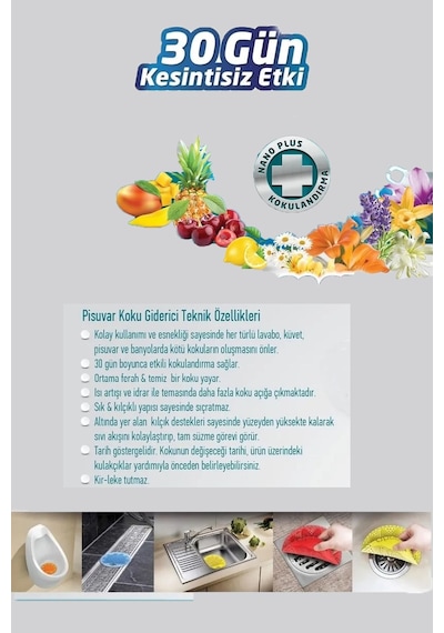 5 Li Set - Mango Kokulu Kirpi Pisuvar Süzgeci - Koku Giderici Kireç Çözücü Sıçrama Önleyici Tasarım