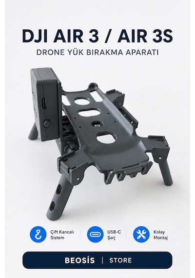 Djı Air 3 / Air 3s Çift Kancalı Drone Yük Bırakma Aparatı Paket, Olta Ve Balık Yemi Bırakma