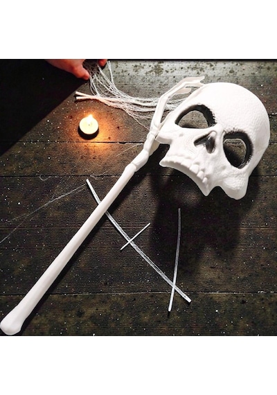 Yüksek Kalite Tutmalı Beyaz Kuru Kafa Maskesi 44x17 Cm Cadılar Bayramı Korku Maskesi Halloween Mask