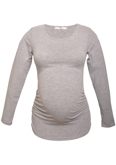 Luvmabelly 2301-2309 Pamuklu Uzun Kollu Hamile T-shirt Gri