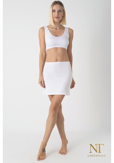 Nt Underwear Bambu Mini Etek Astarı, Mini Jupon - Doğal Kumaş, Modern Kalıp. Beyaz