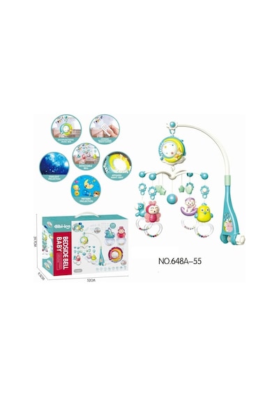 Bıb-648a-55 -vardem Işıklı Müzikli Kumandalı Mavi Bebek Dönencesi