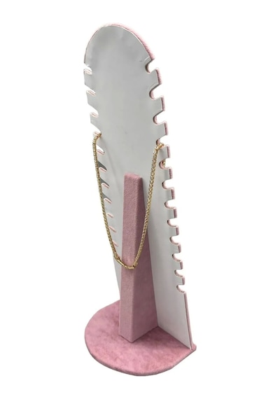 Yerli Üretim Riyad Model Süet Kumaş Pembe Renk 31/11 Cm Ayaklı Kolye-halhal Sergileme Standı Çok Renkli