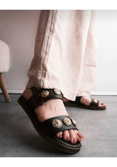 Düz Taban Bodrum Sandaleti Leather Sandal Kahverengi