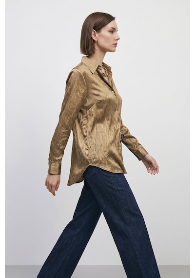 Sateen Salaş Gömlek - Bej-137366